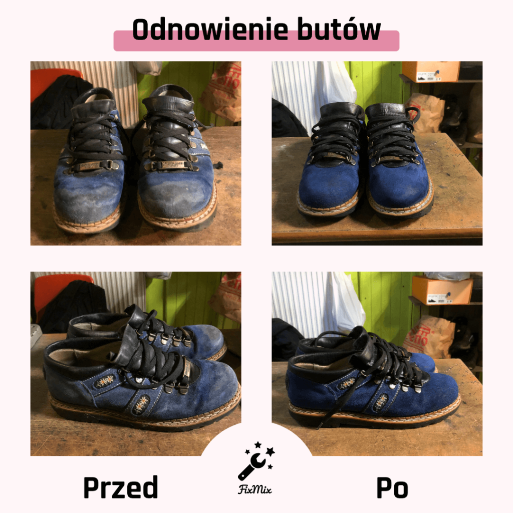 Usługi szewskie - kosmetyka i renowacja obuwia - niebieskie buty